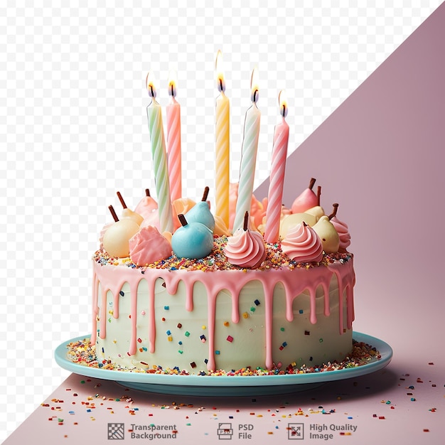 PSD un pastel con la palabra cumpleaños