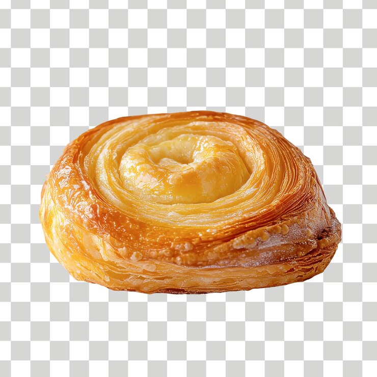 un pastel con un pan en un fondo a cuadros