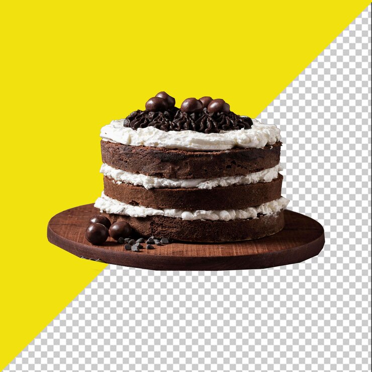 Pastel PSD con glaseado de chocolate y vainilla en un palo con fondo transparente