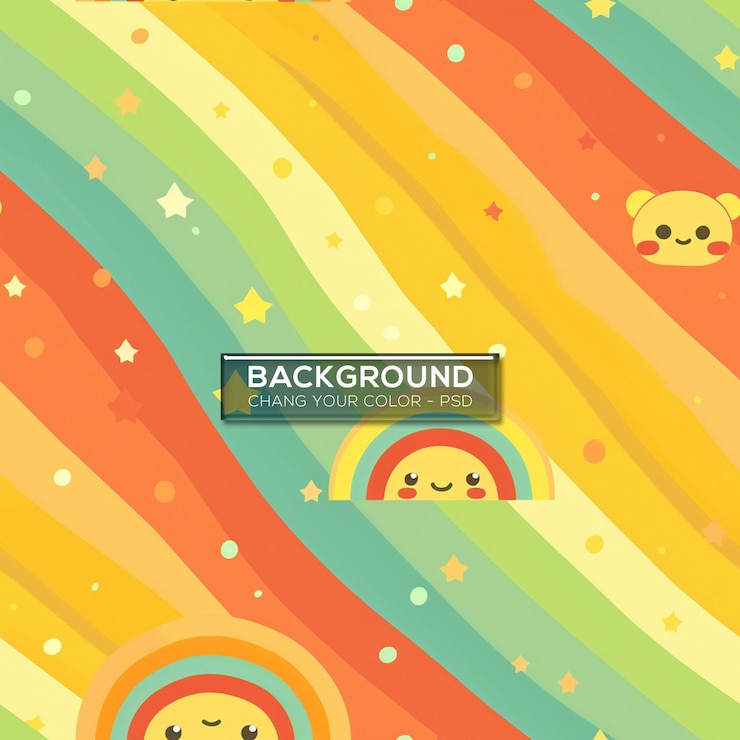 PSD pastel rainbow background with simple pattern