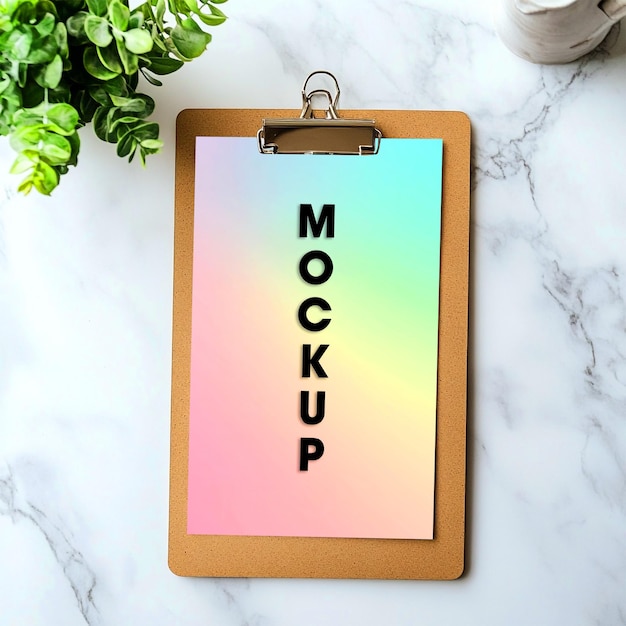 Pastel Rainbow Mockup Colorful Clipboard Design Template (Template di progettazione per schede di schede colorate)