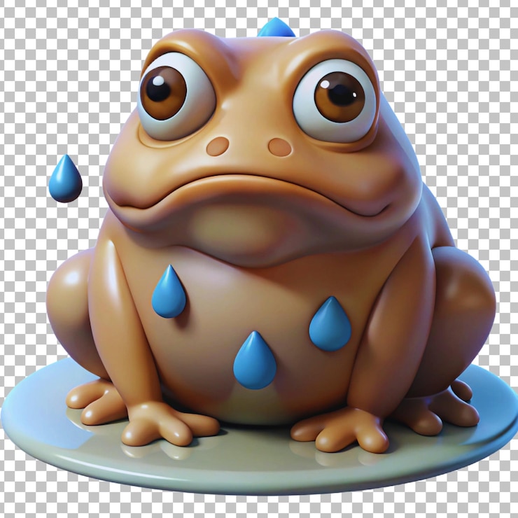 PSD un pastel con una rana y gotas de agua en él