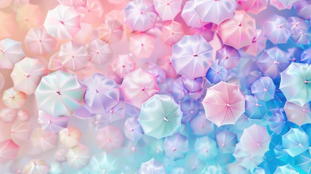 pastel umbrellas floating on a gradient background