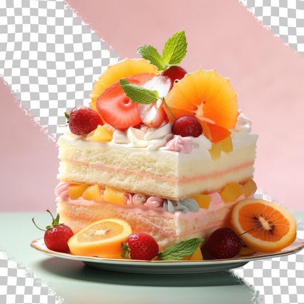 PSD pastel con una variedad de frutas fondo transparente.