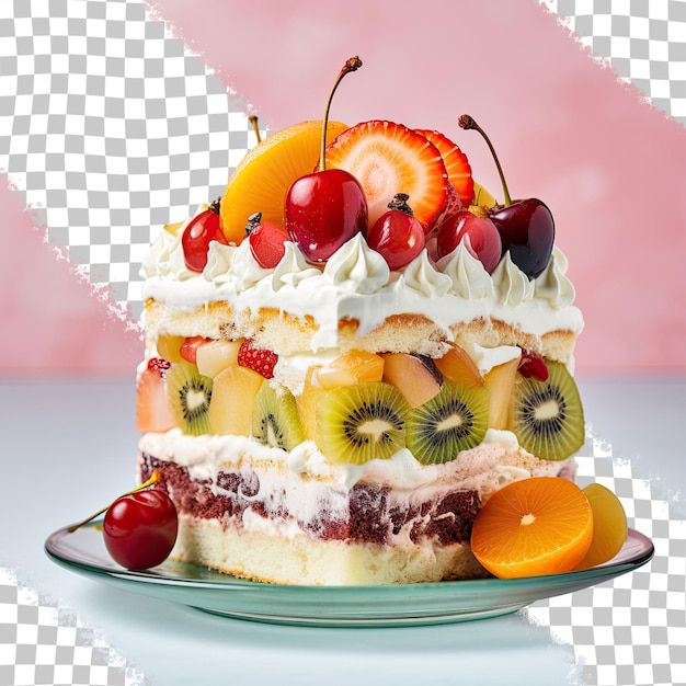 PSD pastel con una variedad de frutas fondo transparente.