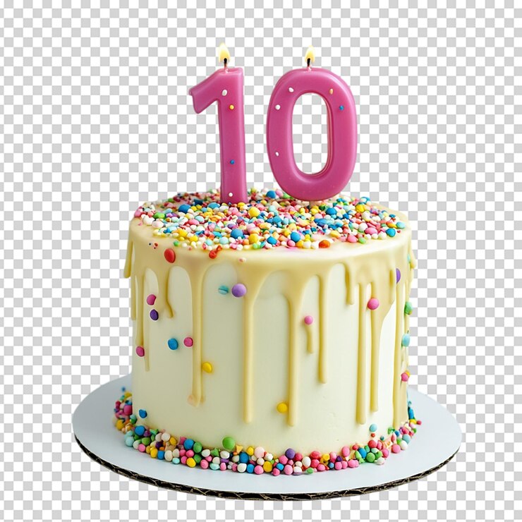 PSD pastel con la vela número 10 aislada sobre un fondo blanco