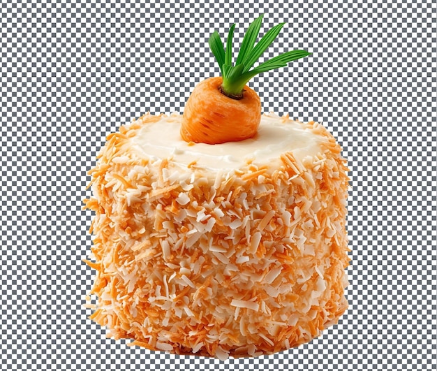 Pastel de zanahoria de coco dulce aislado sobre un fondo transparente