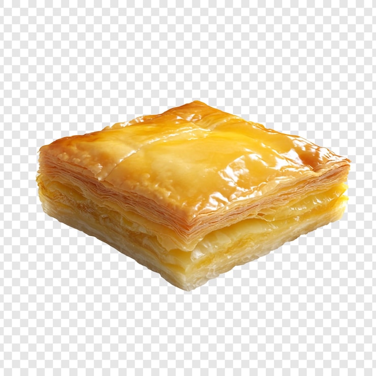 PSD pastelería dorada con capas escamosas