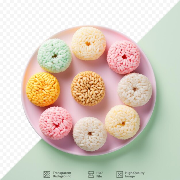 PSD pasteles de arroz de colores crujientes de corea