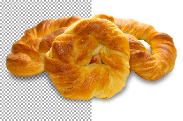 Pasteles dulces rojizos frescos sobre un fondo transparente El concepto de cocina de confitería