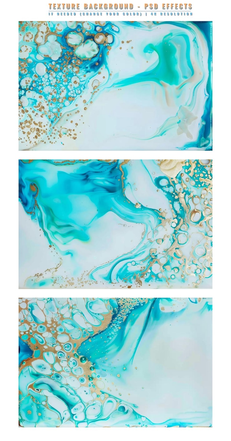 PSD pastellzyan minz flüssiger marmor aquarell auf durchsichtigem hintergrund