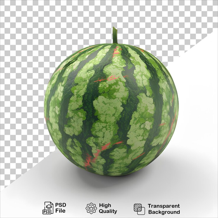 une pastèque est représentée sur un fond transparent