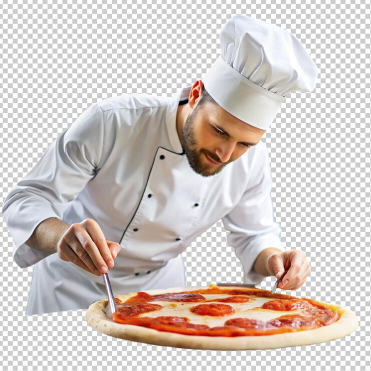 pasticceria su base di pizza su salsa di pomodoro pizza sullo sfondo trasparente