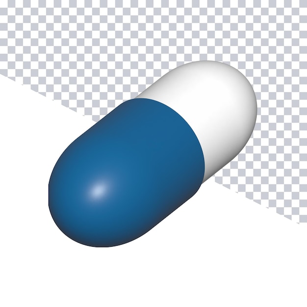 PSD una pastilla azul y blanca flota en un rincón.