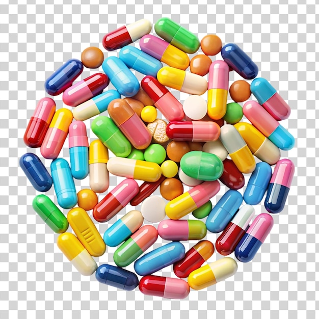 PSD pastillas de colores aisladas sobre un fondo transparente