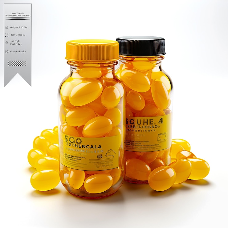 PSD pastillas medicinales para el dolor de garganta y la tos sobre un fondo transparente