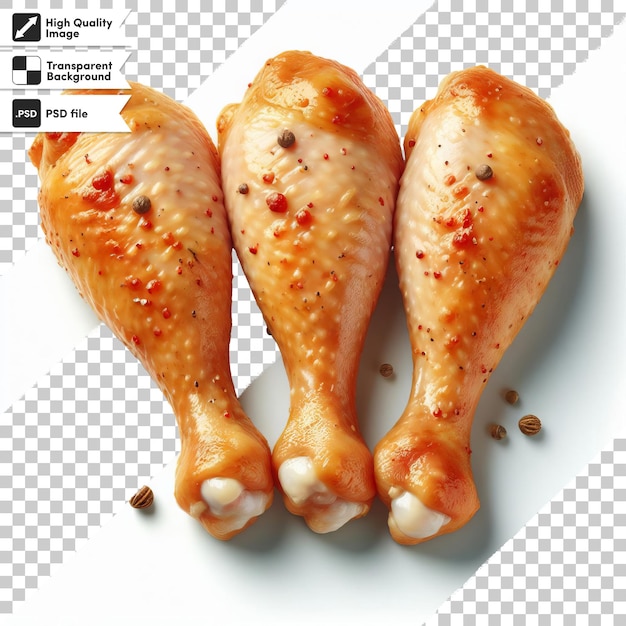 PSD patas de pollo crudas psd con especias en fondo transparente con capa de máscara editable