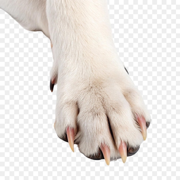 Patas y uñas de perro aisladas sobre un fondo transparente