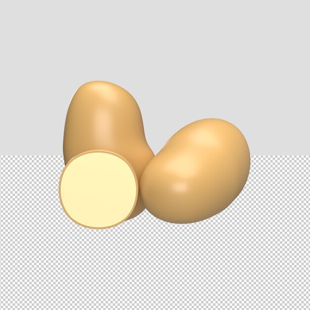 patata, 3d, render, ilustración