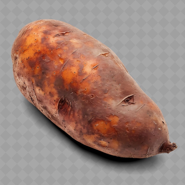 Una patata marrón con una mancha marrón en ella y una manca marrón en la parte superior