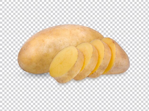 Patatas aisladas. Cortar las verduras de patata cruda aisladas