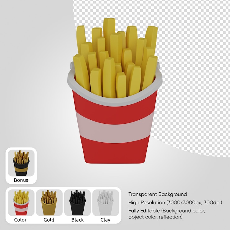PSD patatas fritas 3d
