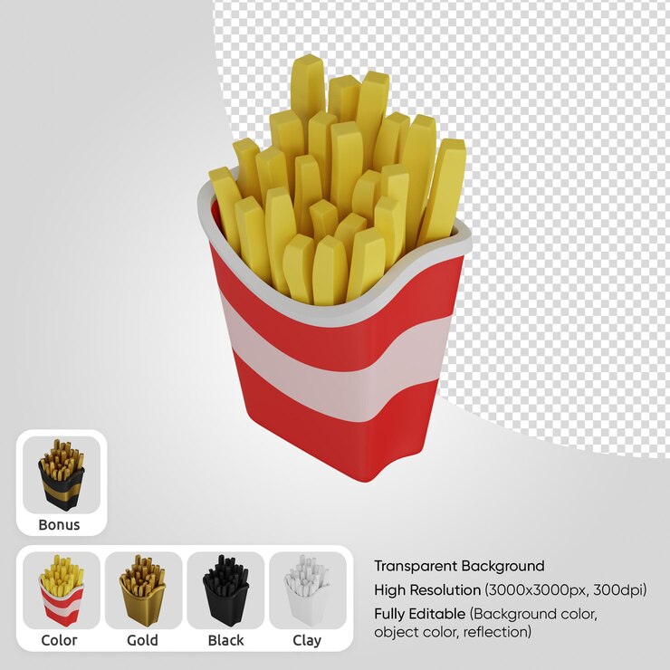 PSD patatas fritas 3d