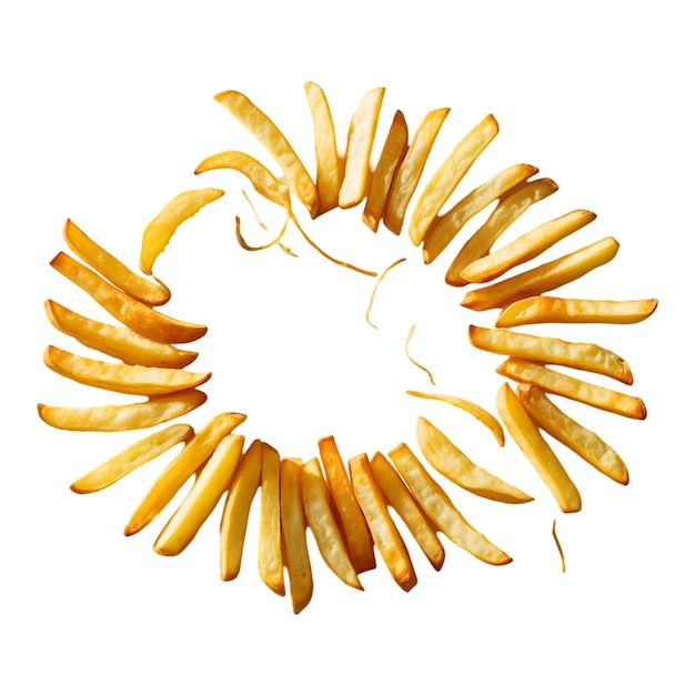 Patatas fritas aisladas con salsa sobre un fondo transparente Ai generativo