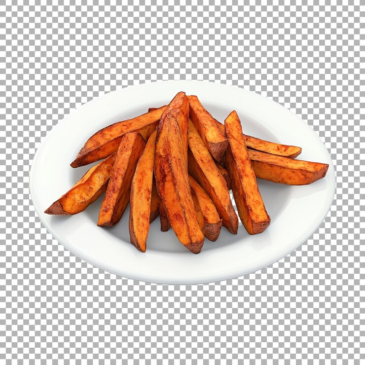 PSD patatas fritas de chile en un plato sobre un fondo transparente generado por ai