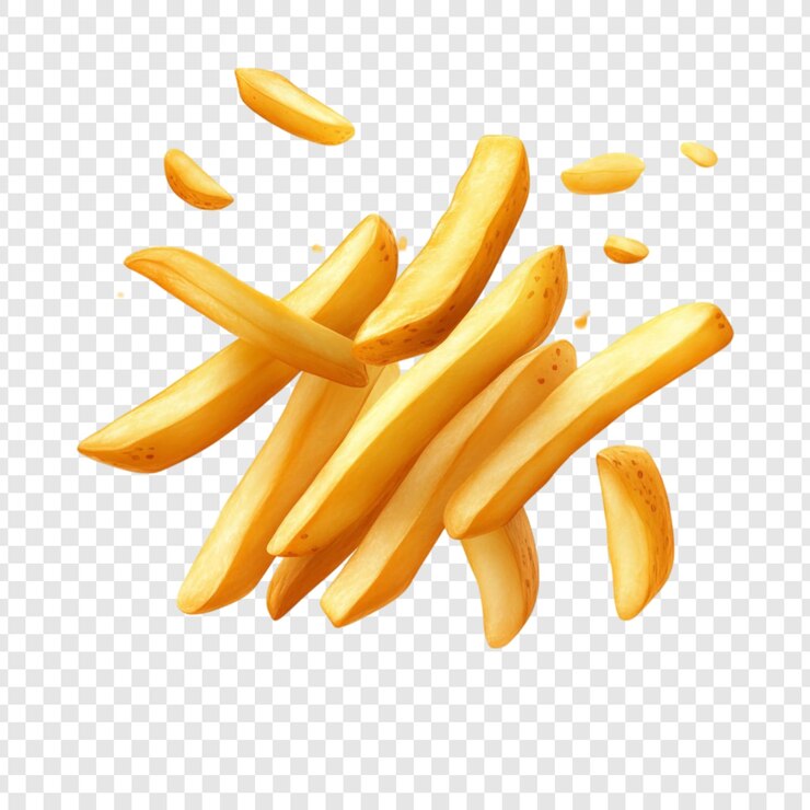 PSD patatas fritas en movimiento una deliciosa exhibición de patatas crujientes