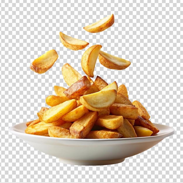 PSD patatas fritas en un plato sobre un fondo transparente