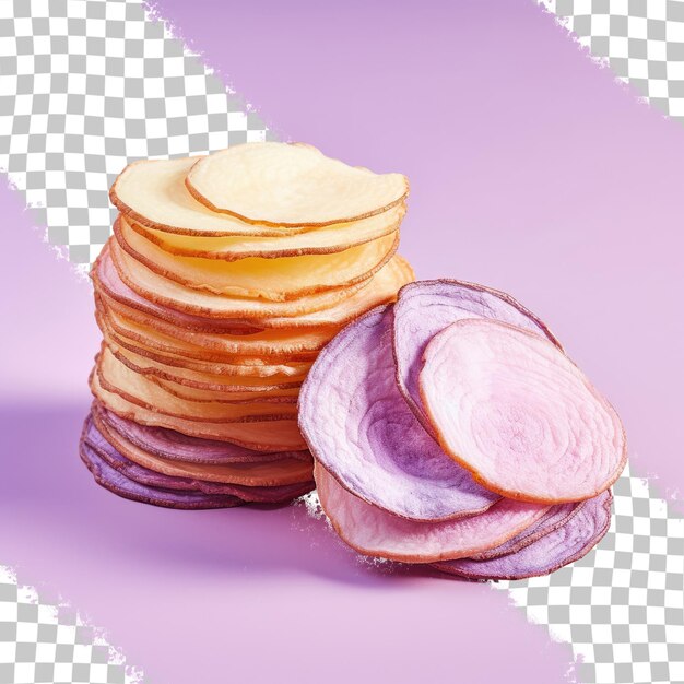 PSD patatas fritas únicas hechas de patatas rosadas y moradas aisladas