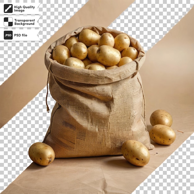 PSD patatas psd en una bolsa sobre un fondo transparente con capa de máscara editable