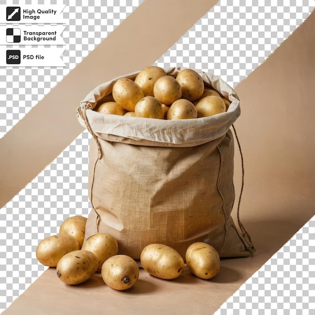 PSD patatas psd en una bolsa sobre un fondo transparente con capa de máscara editable