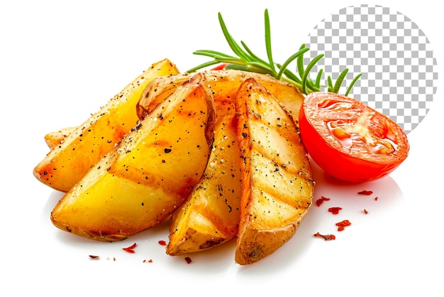 Patate fritte con pomodoro isolato su sfondo trasparente