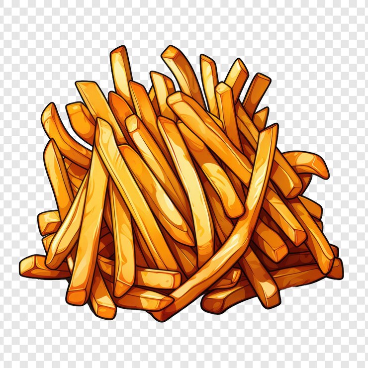 PSD patate isolate in stile patatine fritte png con sfondo bianco illustrazione generativa ia