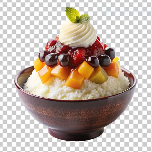 PSD patbingsu en un fondo transparente