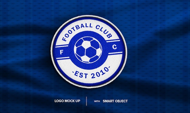 Patch De Football Avec Logo Psd Bleu Et Rouge Sur Tissu Jersey
