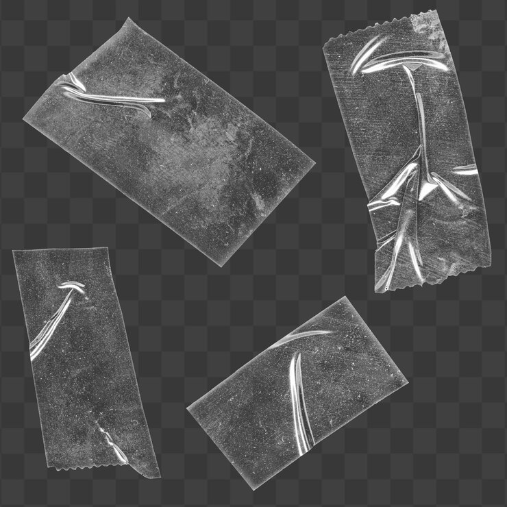 PSD patches de fita rasgada realistas com textura pegajosa e enrugada isolados em um fundo transparente