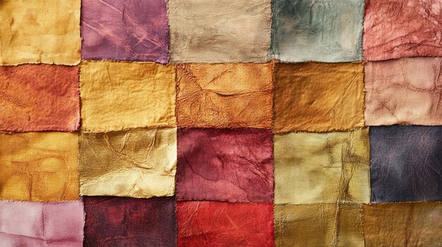 Patchwork colorido de cuadrados de tela con textura