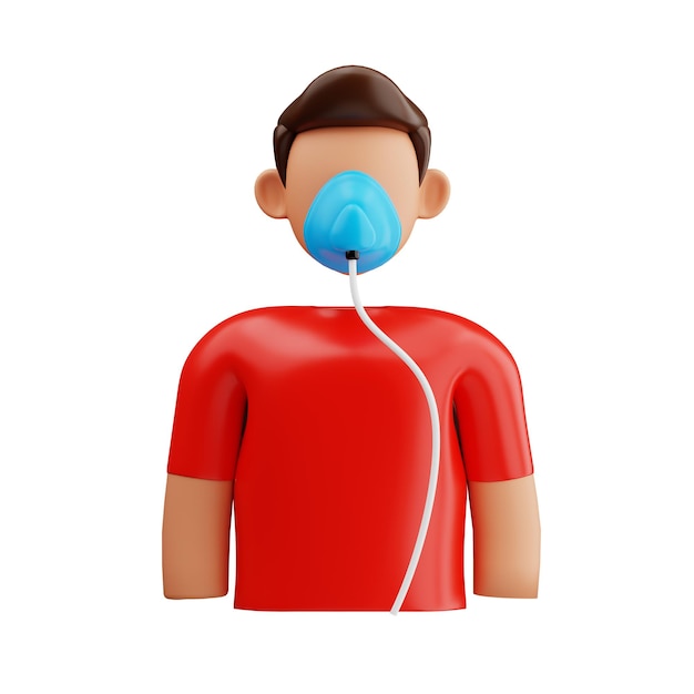Patient avec oxygénothérapie illustration 3D