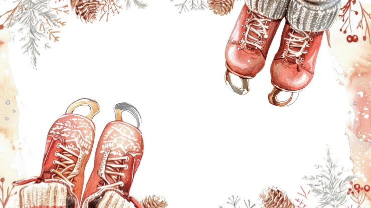 PSD patines de hielo con calcetines de punto aislados con fondo blanco invierno aig56