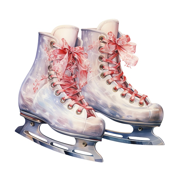 Patines de hielo para el evento de navidad estilo de acuarela ai generado