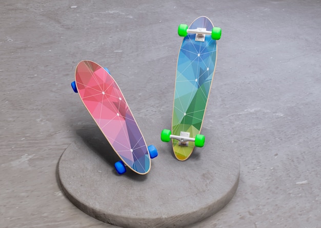 Patinetas futuristas de colores con maqueta