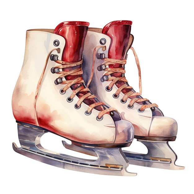 Patins Sur Glace Pour L'événement De Noël Aquarelle Style Ai Généré