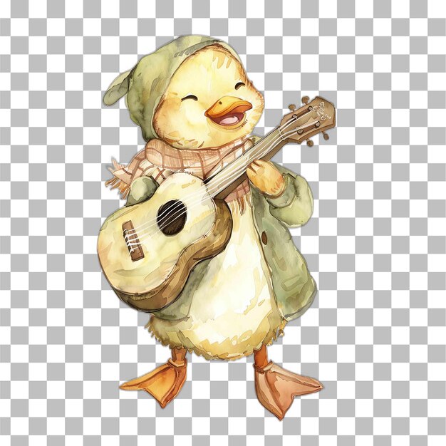 PSD pato animal lindo con guitarra para el vivero