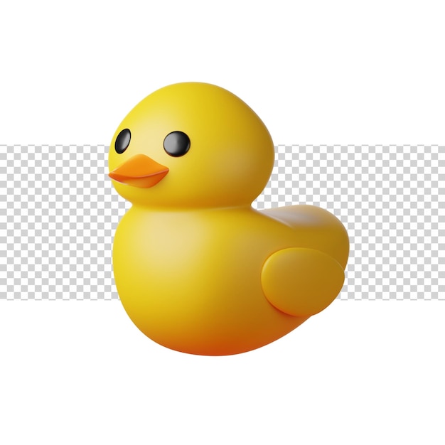 PSD pato de borracha com ícone de renderização 3d de cor amarela para site ou aplicativo pato de borracha simples e divertido