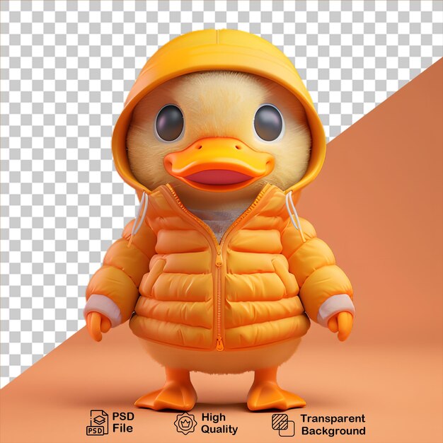 PSD el pato de dibujos animados con una chaqueta aislado en un fondo transparente incluye un archivo png