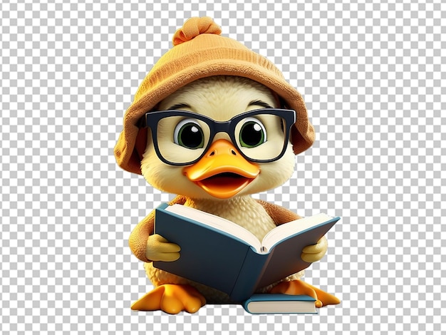 PSD el pato estudiando el dibujo animado de la mascota