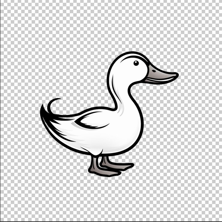 PSD pato en garabato estilo simple sobre fondo blanco